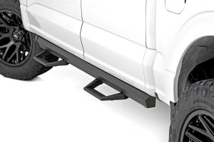 Ford F-250 Super Duty Step - Front + Rear - Rough Country - SRL2 Adj Aluminum - Black - '17-'24